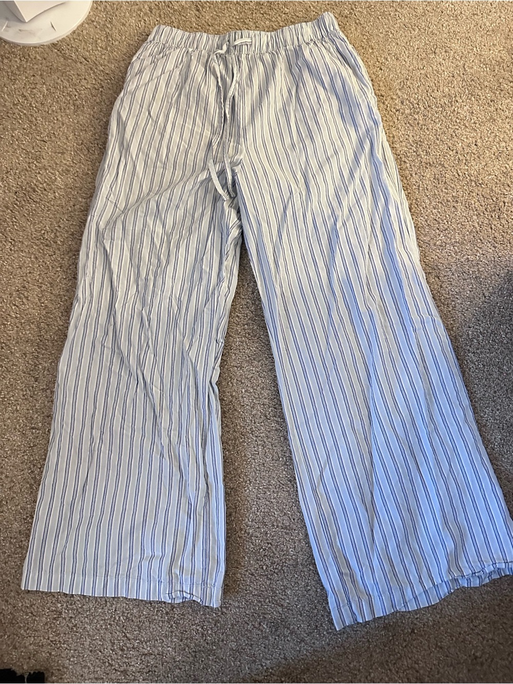 Womens Blue and White Striped Lounge Pants
